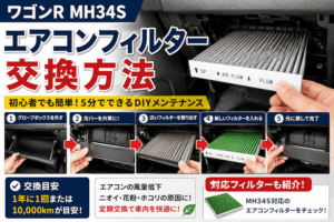 【ワゴンR MH34Sのエアコンフィルター交換方法】グローブボックス奥から簡単交換