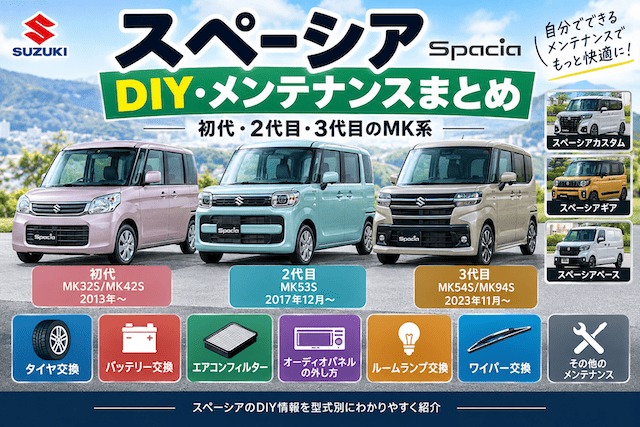 スペーシアのDIY・メンテナンスまとめ｜初代・2代目・3代目のMK系