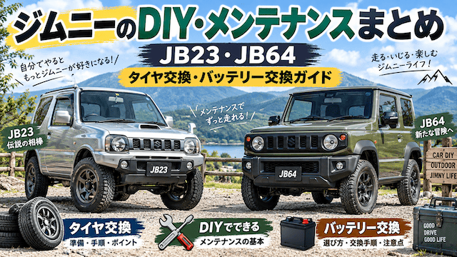 ジムニーのDIY・メンテナンスまとめ｜JB23・JB64のタイヤ交換・バッテリー交換ガイド
